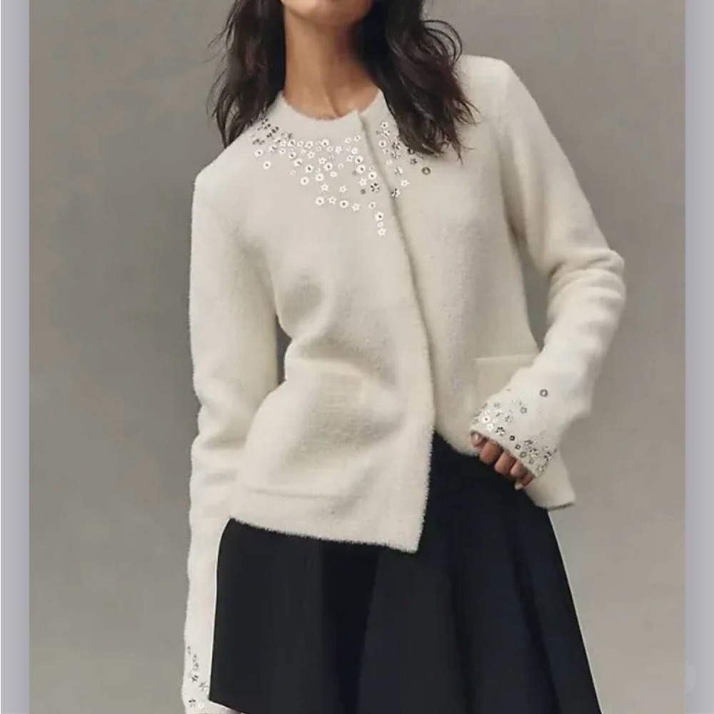 NVLT White Embellished Cardigan
